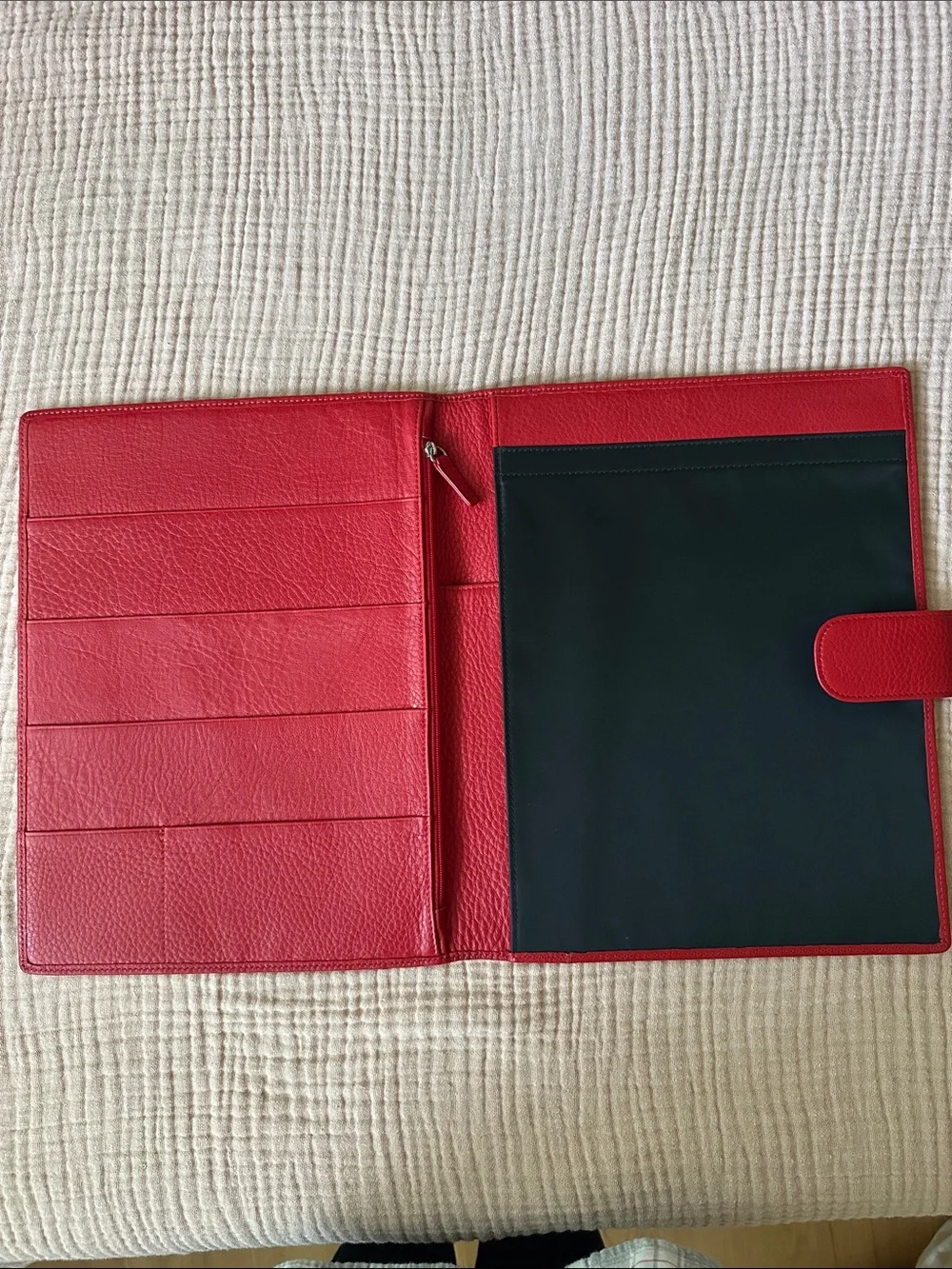 Leatherology Red Leather Folio Case with Magnetic Closure